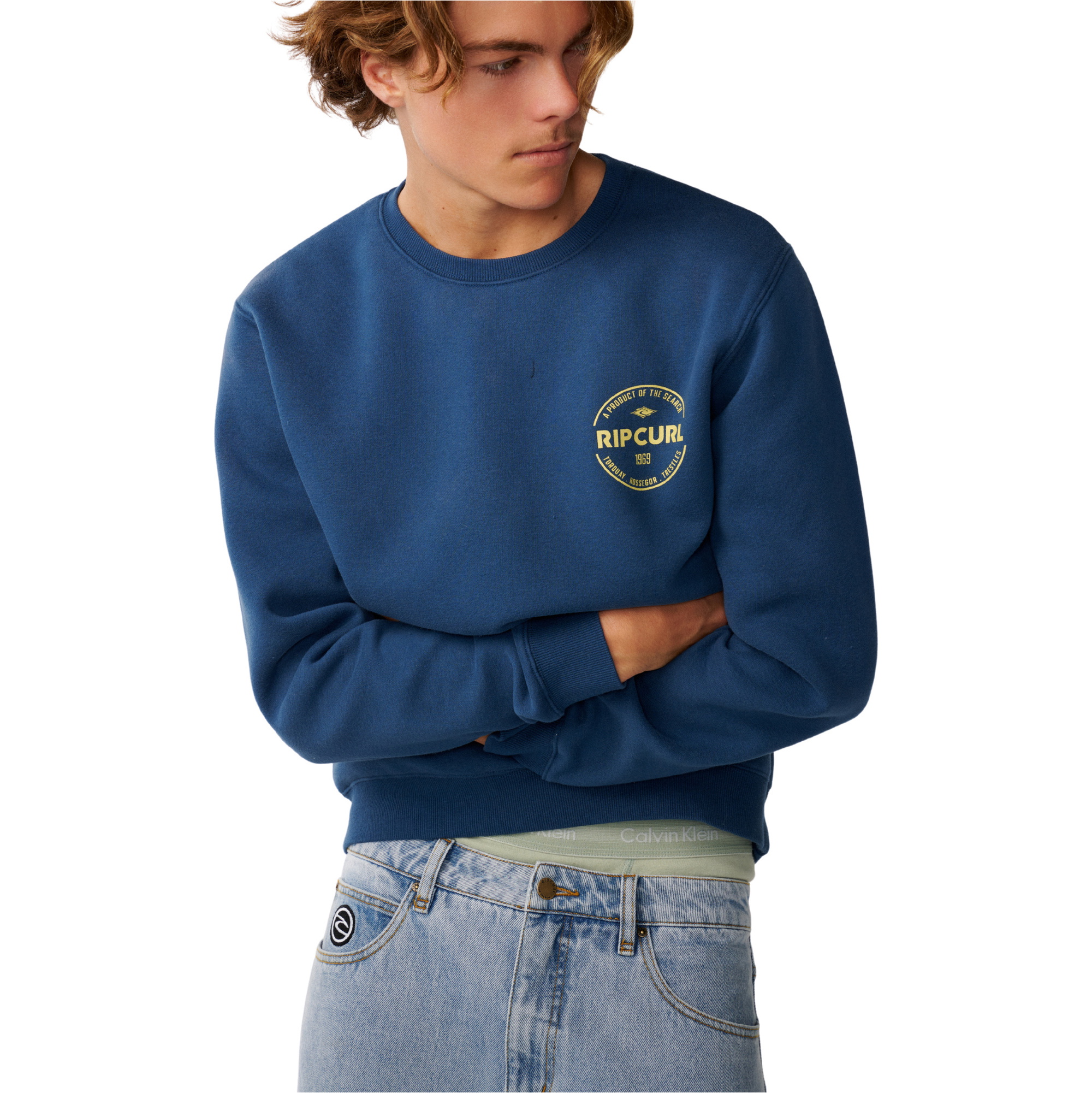 2026 Rip Curl Mens Staple Crew Sweatshirt 0CEMFL - Light Navy